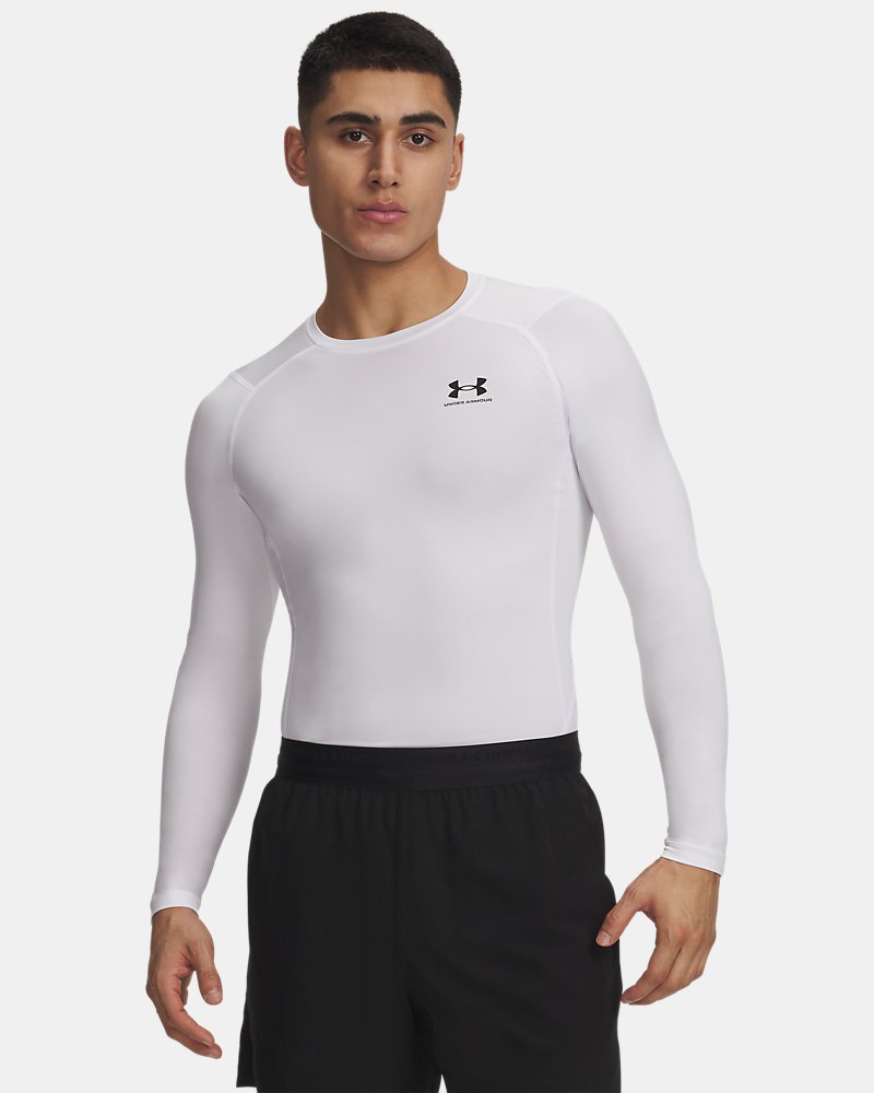 Haut de compression à manches longues Under Armour HeatGear – vue de face montrant le tissu HeatGear