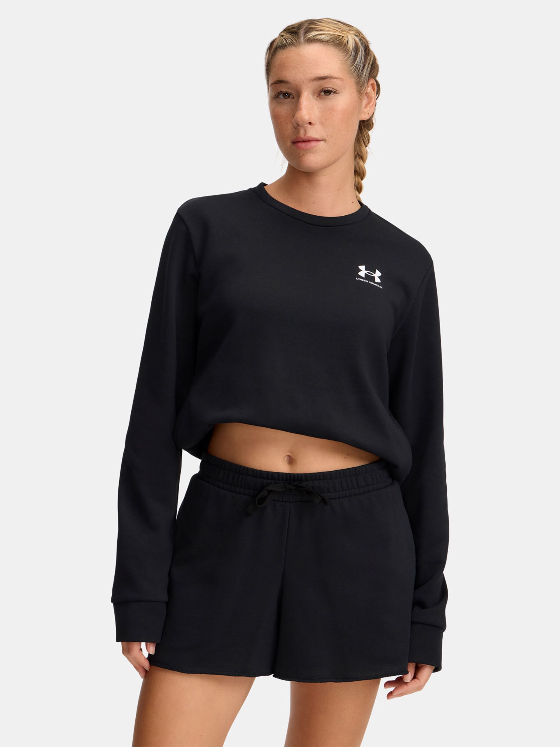 Sweatshirt pour femme Under Armour Rival Terry Crew noir – vue de face