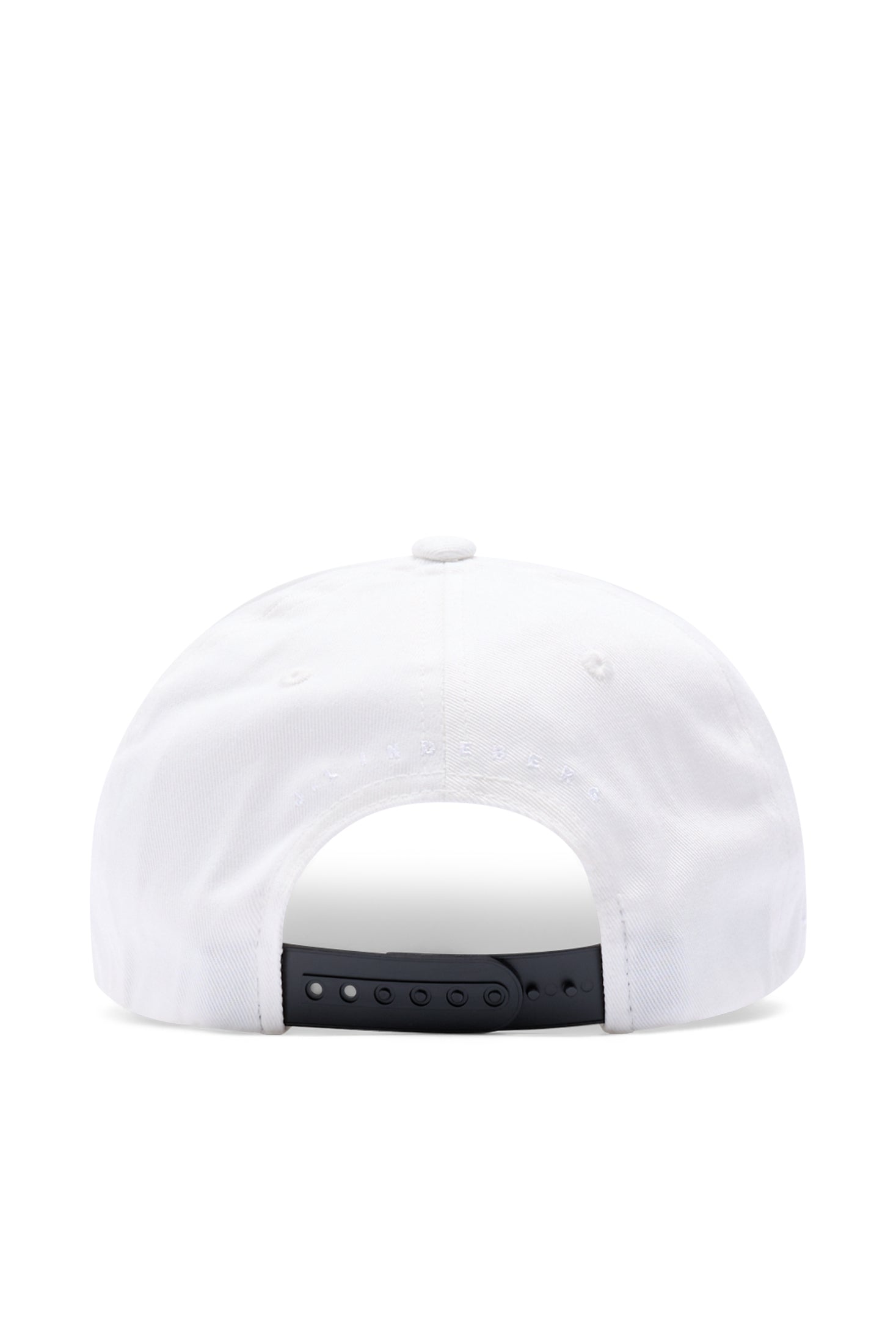 Casquette J.Lindeberg Heath blanche – profil latéral montrant la coupe Flexfit et la visière incurvée