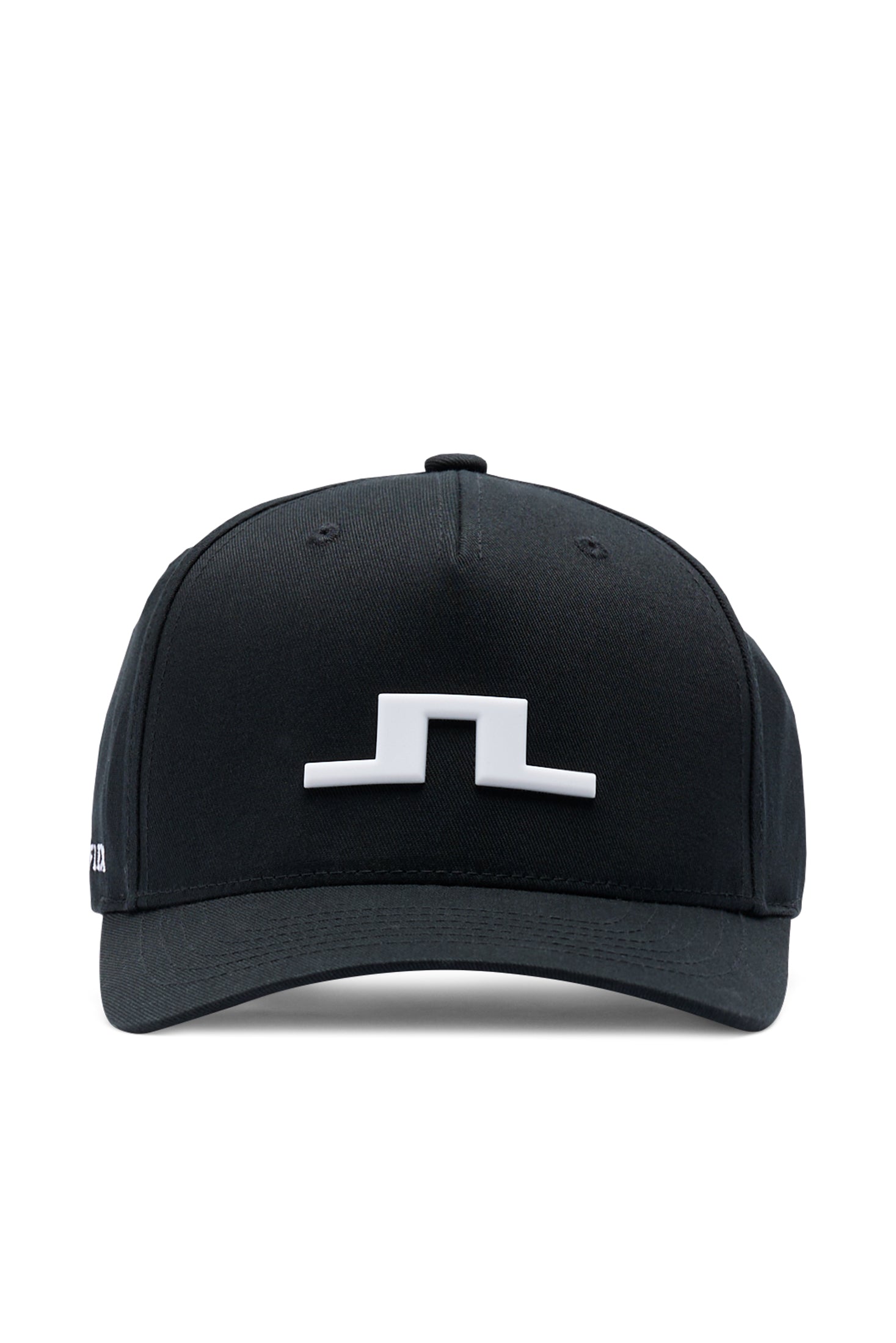 Casquette J.Lindeberg Heath Noir – vue de face montrant la construction en mélange de coton Flexfit