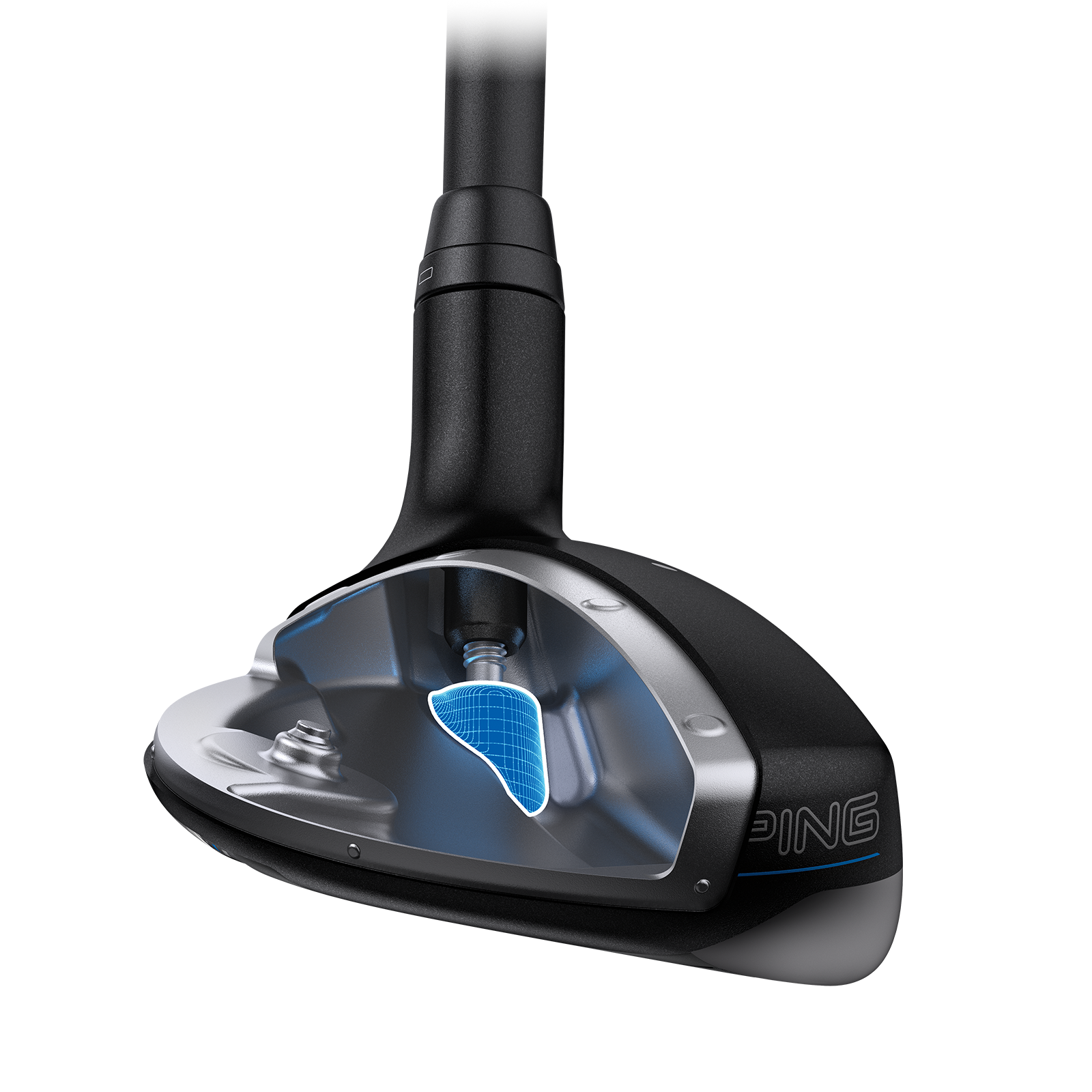 Illustration en coupe de l'hybride PING G440 montrant la technologie interne Free Hosel