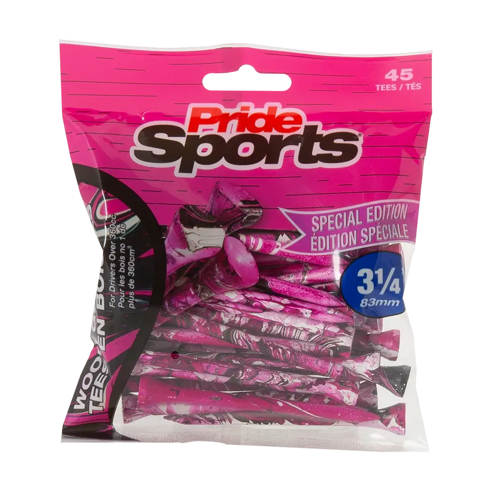 Emballage des tees Pride Sports édition spéciale Paint Splatter en rose fluo et noir