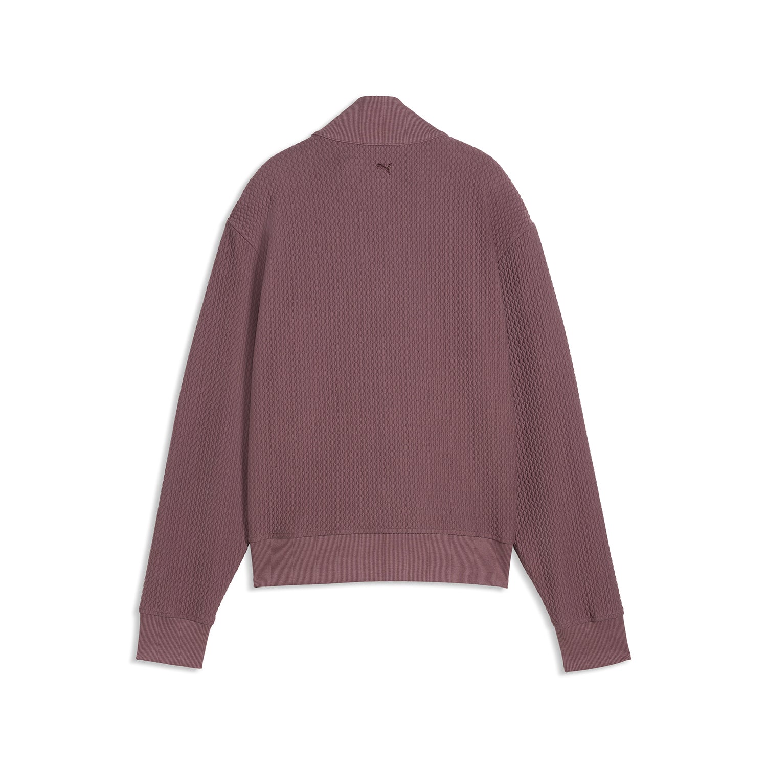 Sweat-shirt Puma Boulder Ladies 1/4 Zip en Rich Cocoa – détail du col côtelé, du zip et des poignets