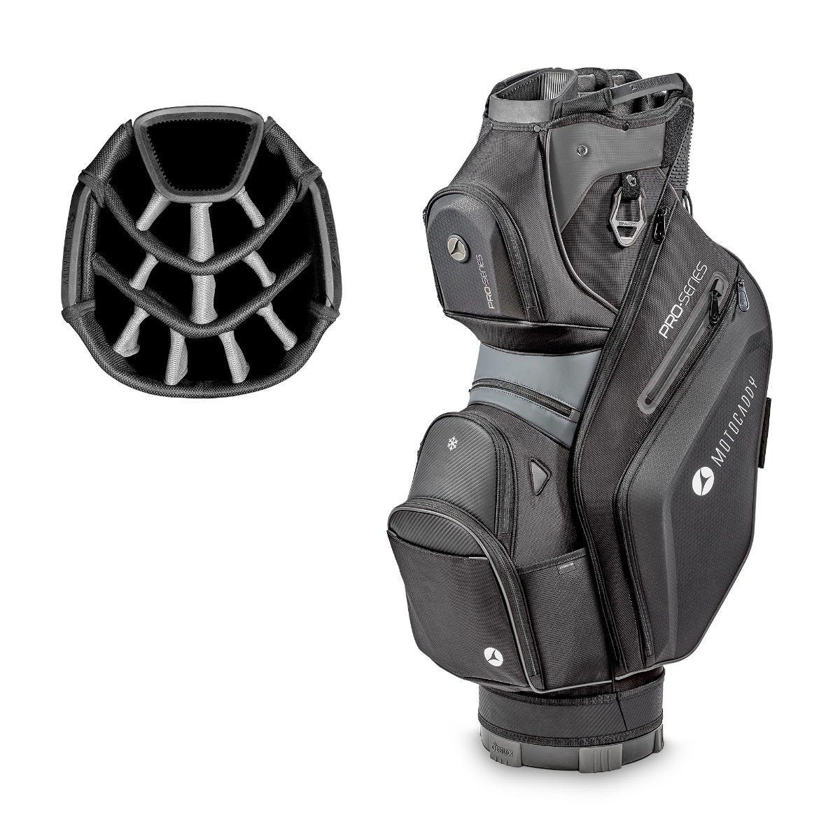 Sac chariot Motocaddy Pro-Series 2025 – coloris Noir/Anthracite et matériaux haut de gamme