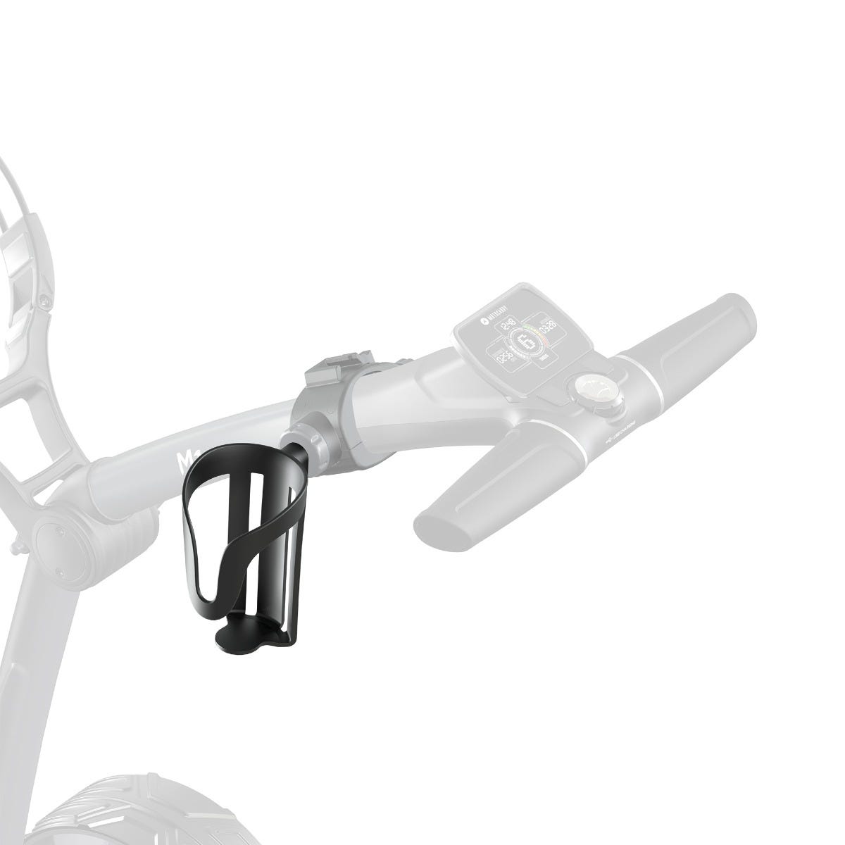 Motocaddy Drink Holder — vue latérale montrant la fixation