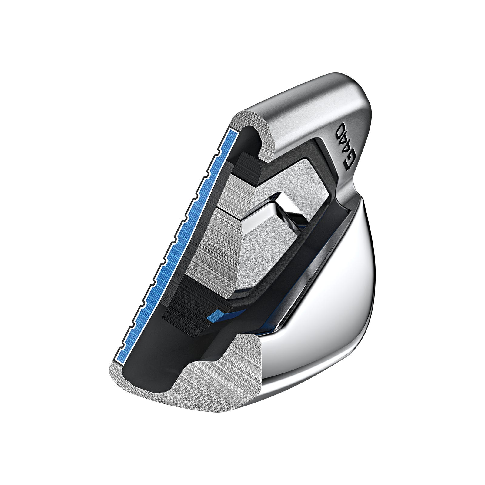 Illustration de la section transversale du PING G440 montrant le badge PurFlex et la position du CG
