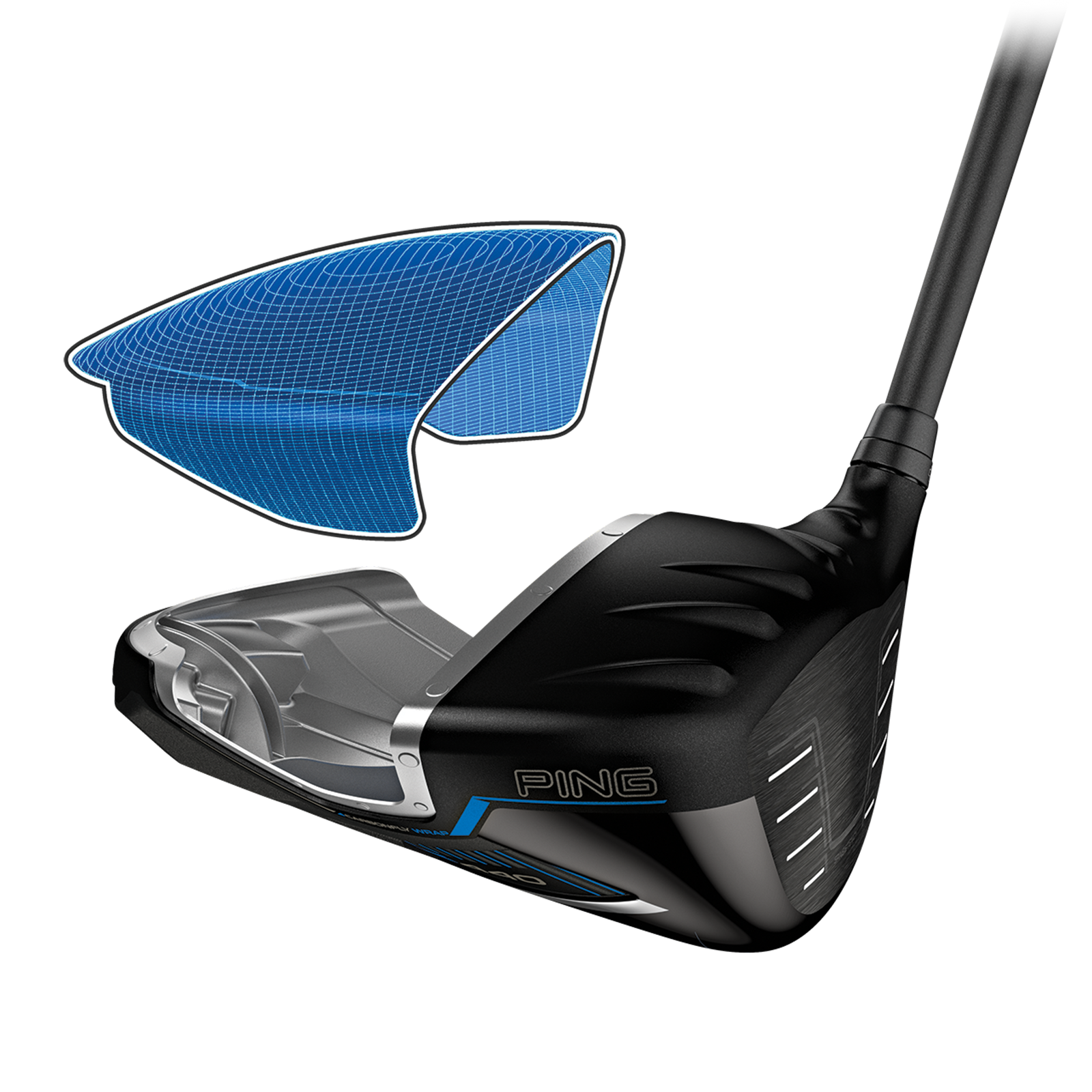 Illustration de la couronne en carbone Carbonfly Wrap du driver PING G440