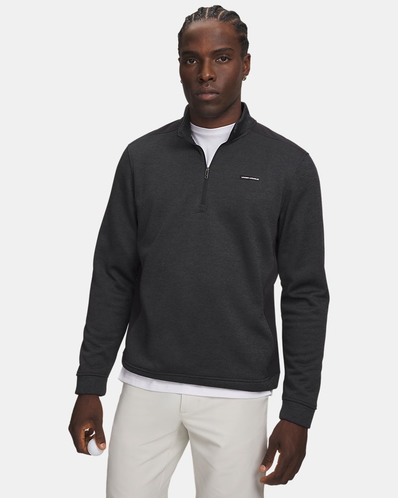 UA SweaterFleece Hybrid – vue de face, noir