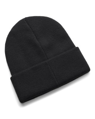 Vue arrière du bonnet Under Armour Halftime Cuff, noir