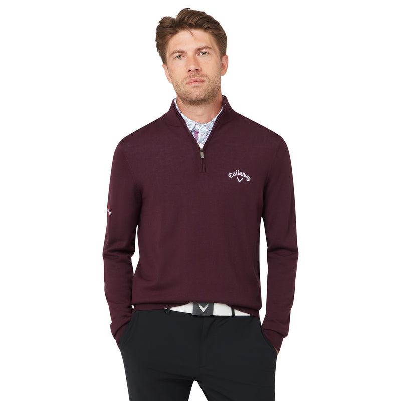 Pull Callaway Blended Merino 1/4 Zip Italian Plum – vue de face