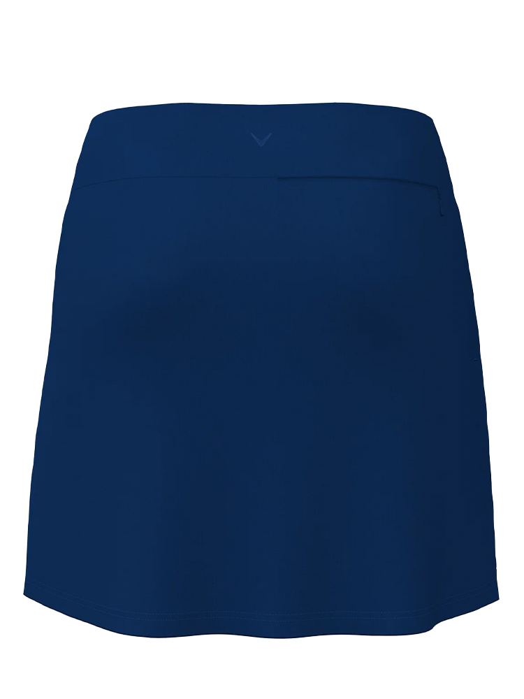Jupe-short Callaway à imprimé floral et design portefeuille bleu profond – vue latérale montrant le design portefeuille