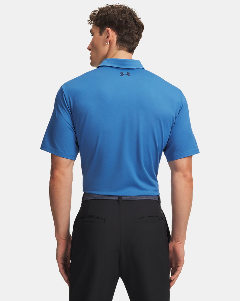 Under Armour Matchplay polo back view in Aegean Blue