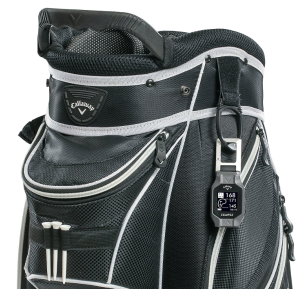 Callaway ECLIPSE GPS clipped to a golf bag