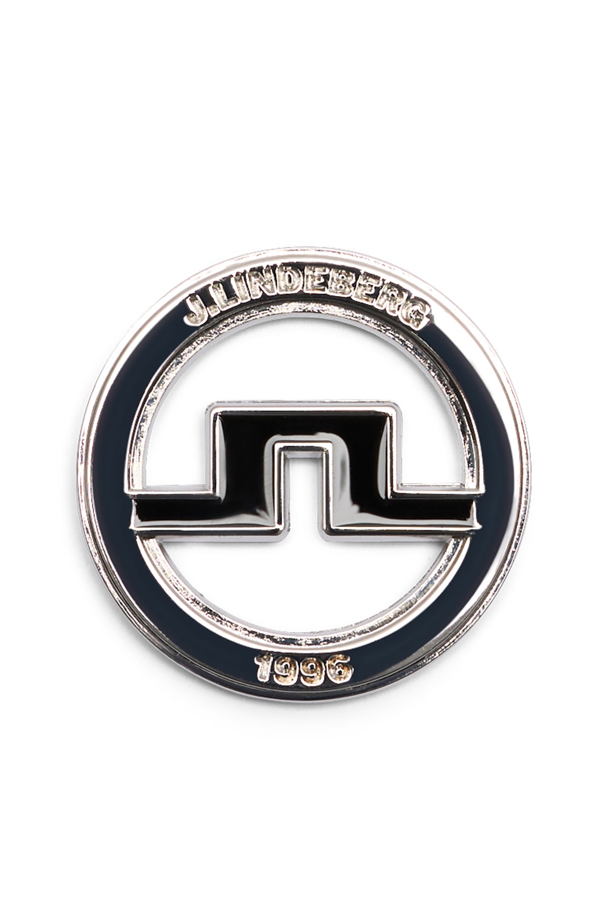 Marqueur de balle J.Lindeberg noir – vue de face montrant le logo Bridge