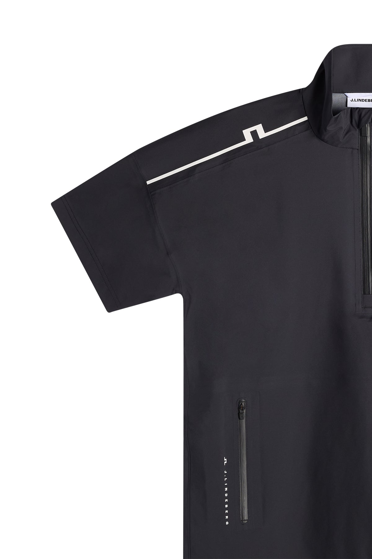 J.Lindeberg Shay Rain Shirt Black – détail de la poche zippée AquaGuard