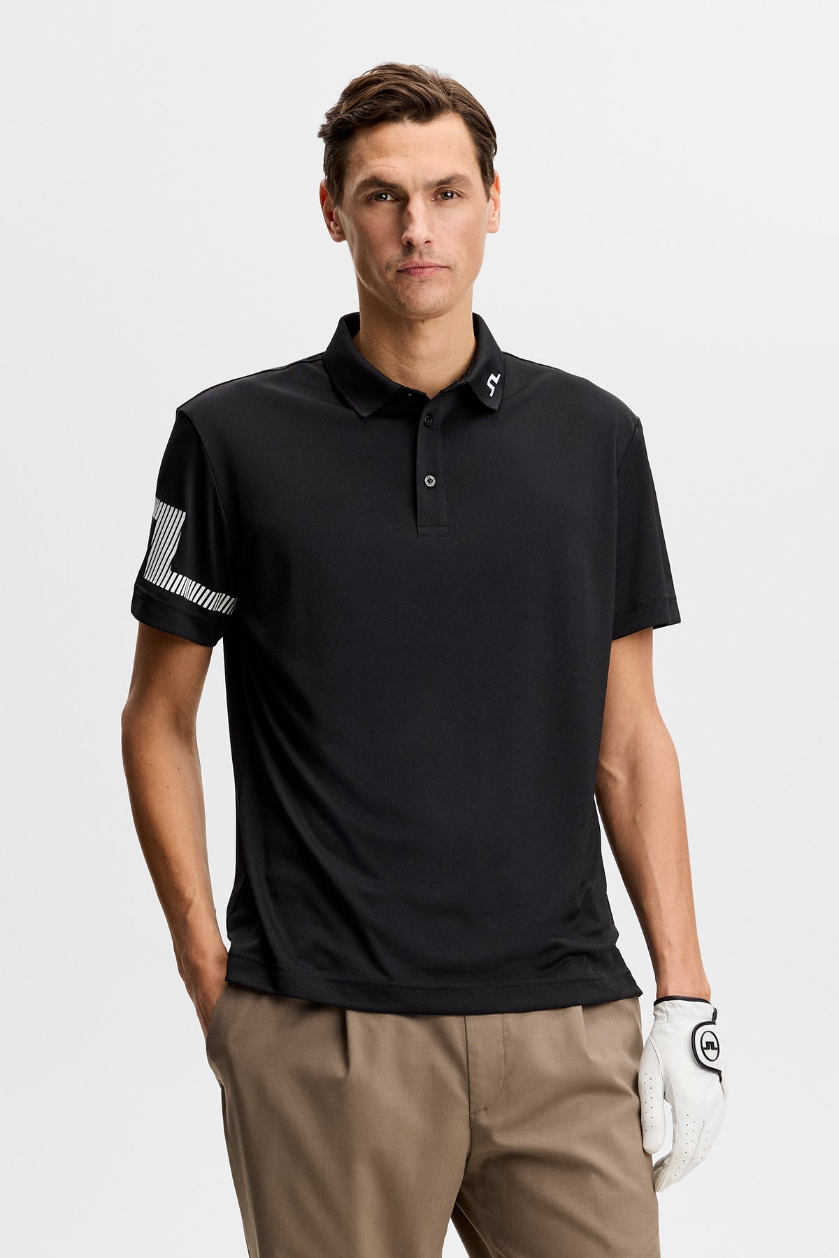 Polo J.Lindeberg Heath Noir – détail col et patte