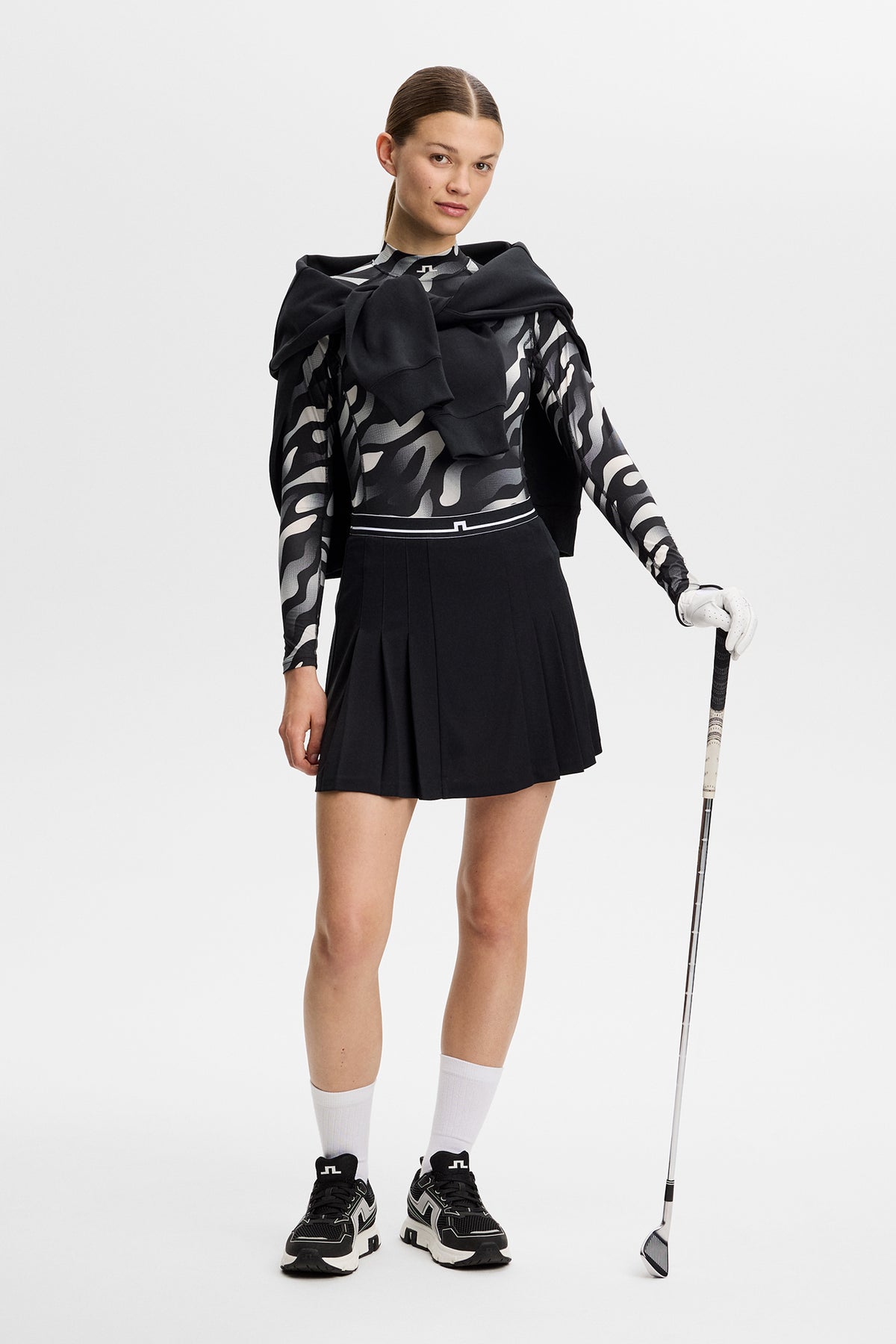Haut de compression J.Lindeberg Ella Print Bunker Fade Black Moonbeam - détail de l'imprimé