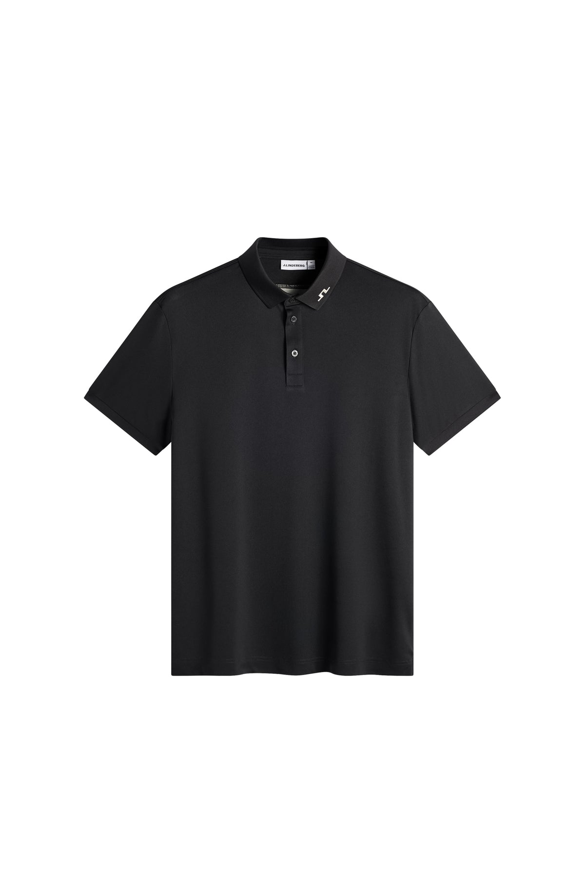 Polo J.Lindeberg KV Print Noir – détail du col avec logo Bridge brodé