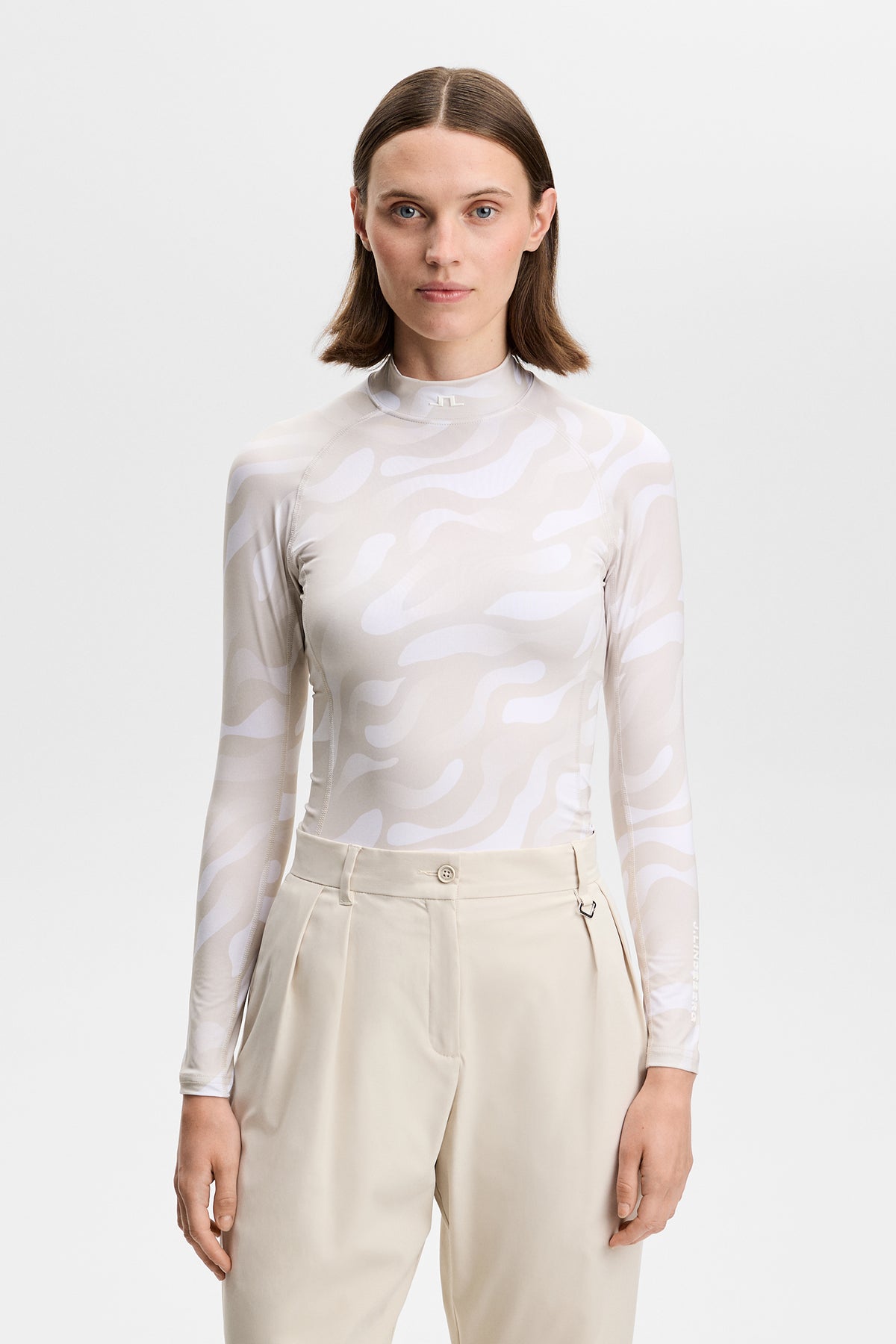 Haut de compression J.Lindeberg Ella Print Bunker Fade Moonbeam White &ndash; style de vie sur le parcours