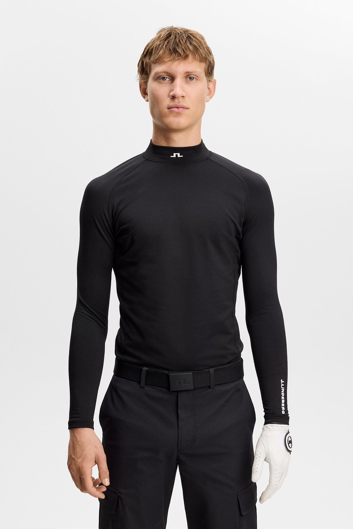 J.Lindeberg Ello Brushed Top Black – détail du tissu jersey brossé