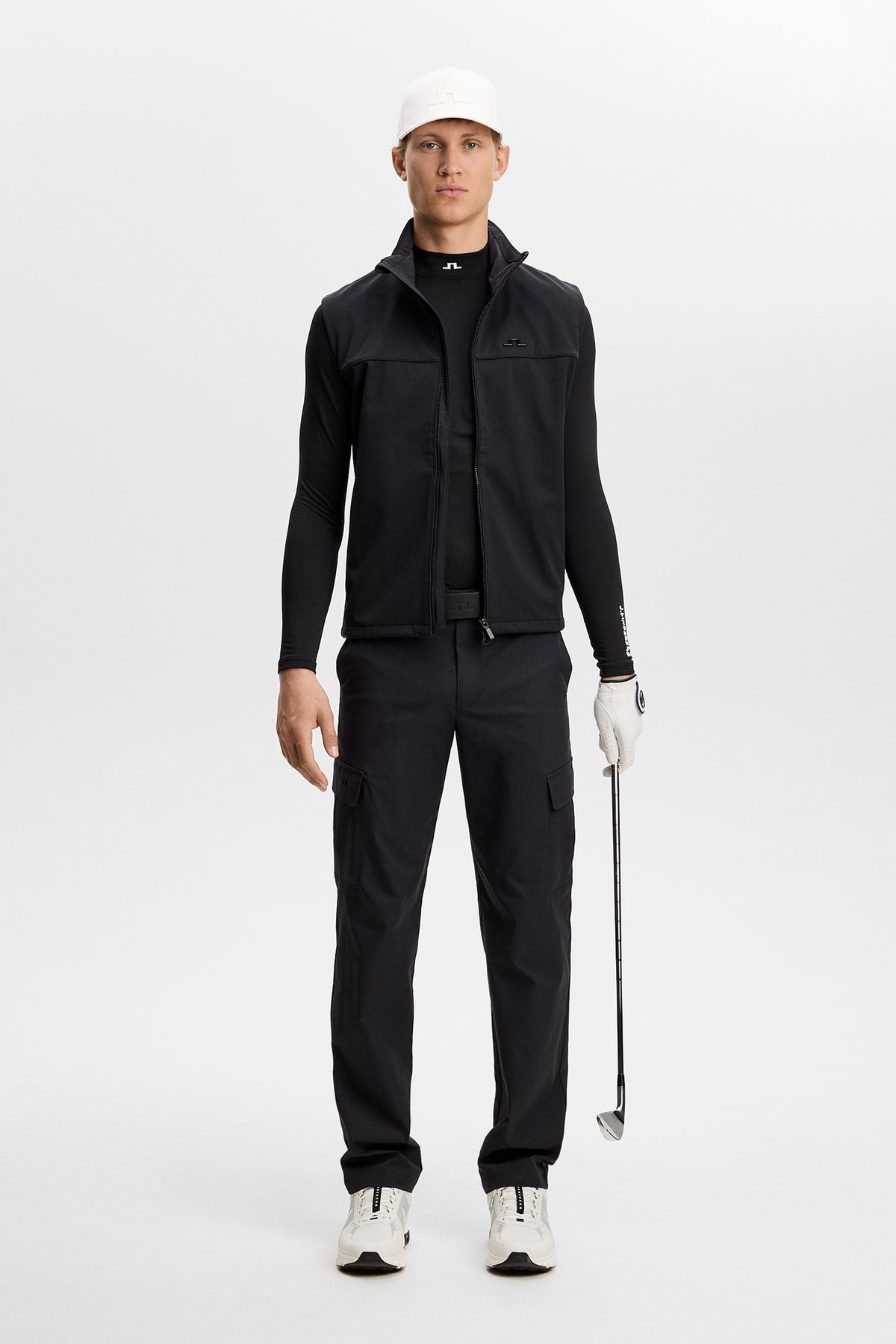 J.Lindeberg Ello Brushed Top Black – tissu performant d'évacuation de l'humidité